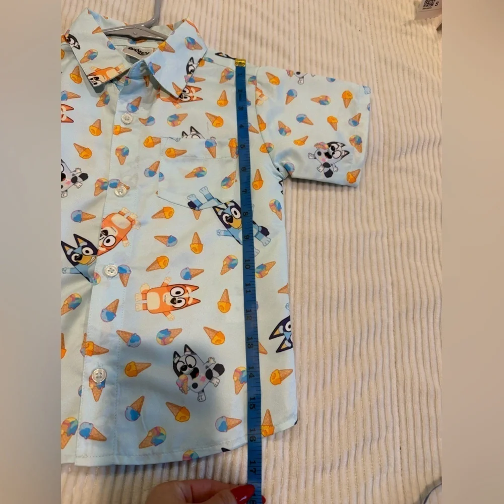 Bluey Print Button Down Shirt Satin